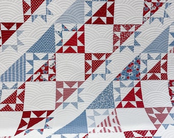 Liberty Stars and Stripes Quilt Pattern | Patriotic Star Quilt PDF | Quilts of Valor Pattern | Red White Blue Quilt Design
