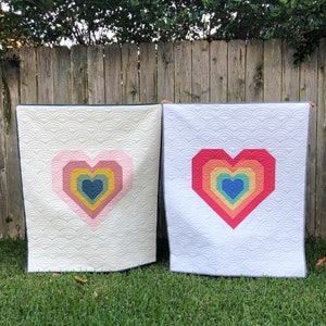 Wzór na kołdrę dla dziecka Alma w kształcie serca – tęczowa kołdra dla dziecka – kołdra dla dziecka w kształcie serca – łatwa kołdra w formacie PDF – nowoczesny wzór na kołdrę dla dziecka