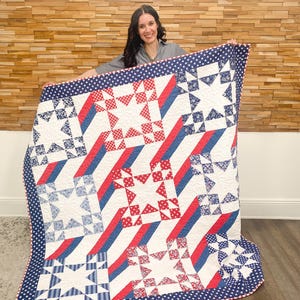 Liberty Bound Quilt Pattern | Patriotic Star Quilt PDF | Red White Blue Quilt Pattern | Modern Americana Quilt | Beginner Friendly