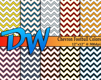 CHEVRON - Football Color 10 Pack ! - High Resolution 12"x12" 3600x3600 @ 300dpi. Digital Paper in High Quality .PNG Download
