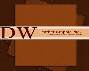 Leather Background  - Digital Files - 3 HIGH Resolution Backgrounds with Stitching 12"x12" - INSTANT DOWNLOAD - .png files