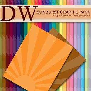 Sun - Sun Rays - DIGITAL Background, Scrapbooking - Sunburst in 27 Varied Shades and Colors - INSTANT DOWNLOAD - .png files