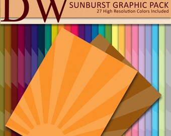 Sun - Sun Rays - DIGITAL Background, Scrapbooking - Sunburst in 27 Varied Shades and Colors - INSTANT DOWNLOAD - .png files