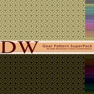 STEAMPUNK Gear Pattern - Digital Files - 46!! HIGH Resolution Color Combinations 12&quot;x12&quot; - INSTANT download - .png files