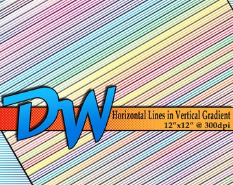 40 Horizontal Gradient Lines Digital Paper - 3600x3600 12x12 300dpi Gradient Colors- Digital Download .PNG Files