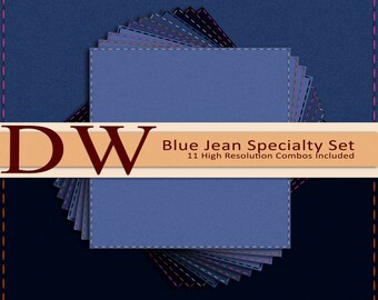 Blue Jean / Denim Background  - Digital Files - 11 HIGH Resolution Backgrounds with Stitching 12"x12" - INSTANT DOWNLOAD - .png files