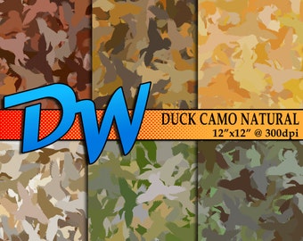 Duck Camouflage / Camo Natural Colors - Digital Paper - Deal on 6 High Resolution Color schemes 12"x12" - INSTANT download - .png files