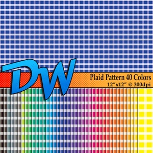 Kariertes Muster Wide Weave - 40 verschiedene Farbe Blätter - hohe Auflösung Digital Papiere - 12 &quot;x 12&quot; 300 3600 x 3600 dpi - einfach zu bedienen. PNG-Dateien