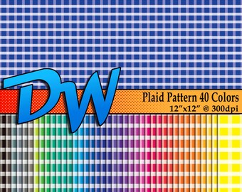 Plaid Pattern Wide Weave - 40 Different Color Sheets - High Resolution Digital Papers - 12"x12" 3600x3600 300dpi - Easy to use .PNG Files