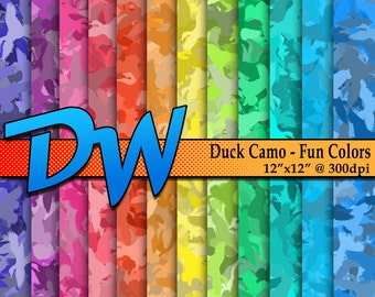 Duck Camouflage / Camo Fun Colors - Digital Paper - Deal on 12 High Resolution Color schemes 12"x12" - INSTANT download - .png files