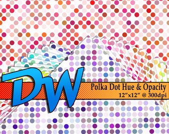 Polka Dot Hue & Opacity Matrix - 20 Different Sheets - High Resolution Digital Papers - 12"x12" 3600x3600 300dpi - Easy to use .PNG Files