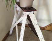 Vintage Step Ladder, Primitive Towel Holder, Step Stool, Book Shelf, Plant Stand, Wood End Table