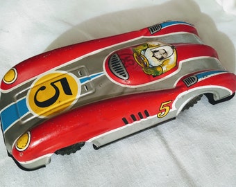 1046 Works 5 Long Red /& Blue Plastic Friction Racer Made in China No ZEE Can Am Racer #25 Silverr