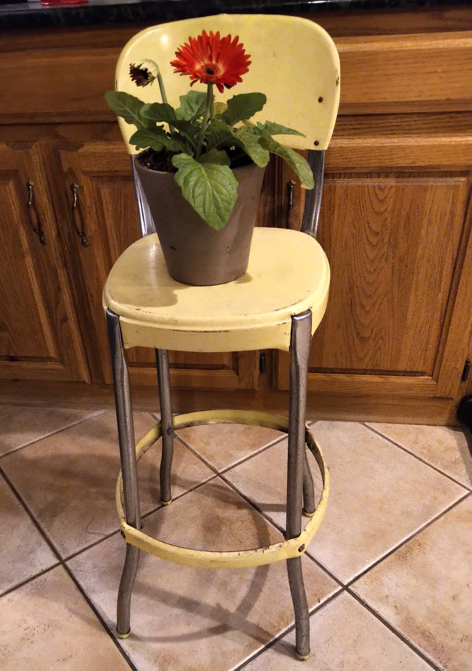 Metal Kitchen Chair Vintage Lemon Yellow Metal Kitchen Chair Etsy