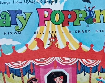Vintage Mary Poppins Vinyl, Mary Poppins Album, Movie Soundtrack Vynil, Disney Family Record, Vintage Mary Poppins Record