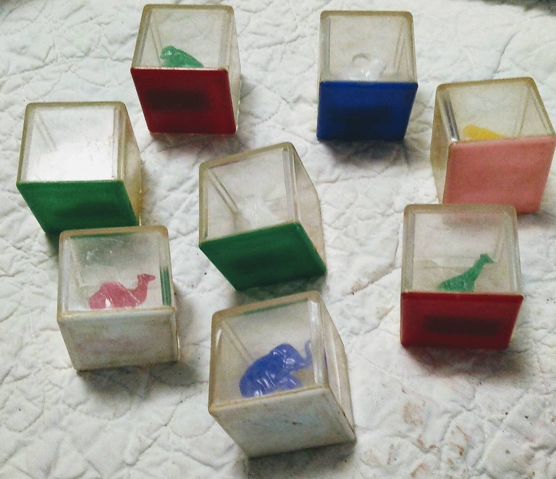 Vintage Clear Blocks, Set of 8 Toy Rattle Blocks, Mid-century Building ...