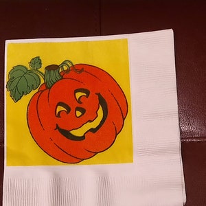 Pumpkin Jack O&#39;Lanturn  NOS Napkins, Vintage Hallmark, Halloween Party Napkins, Fall Pumpkin Beverage Napkins