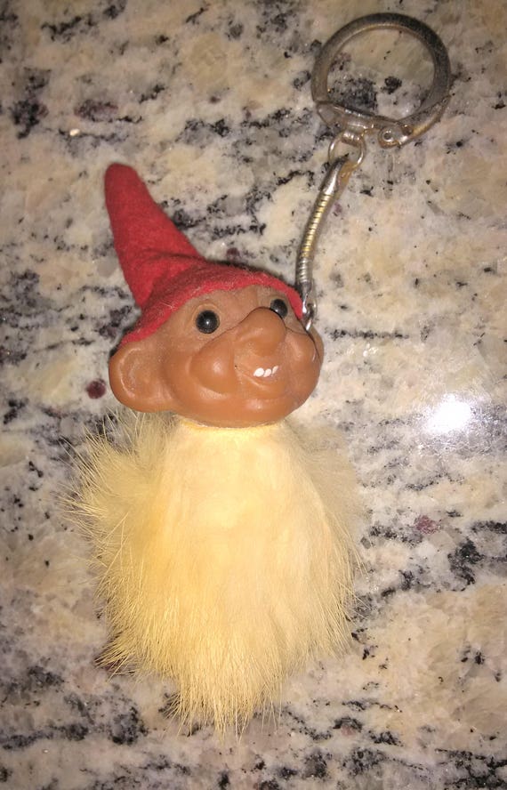 Rare Vintage Troll Key Chain with Rabbits Foot, Co