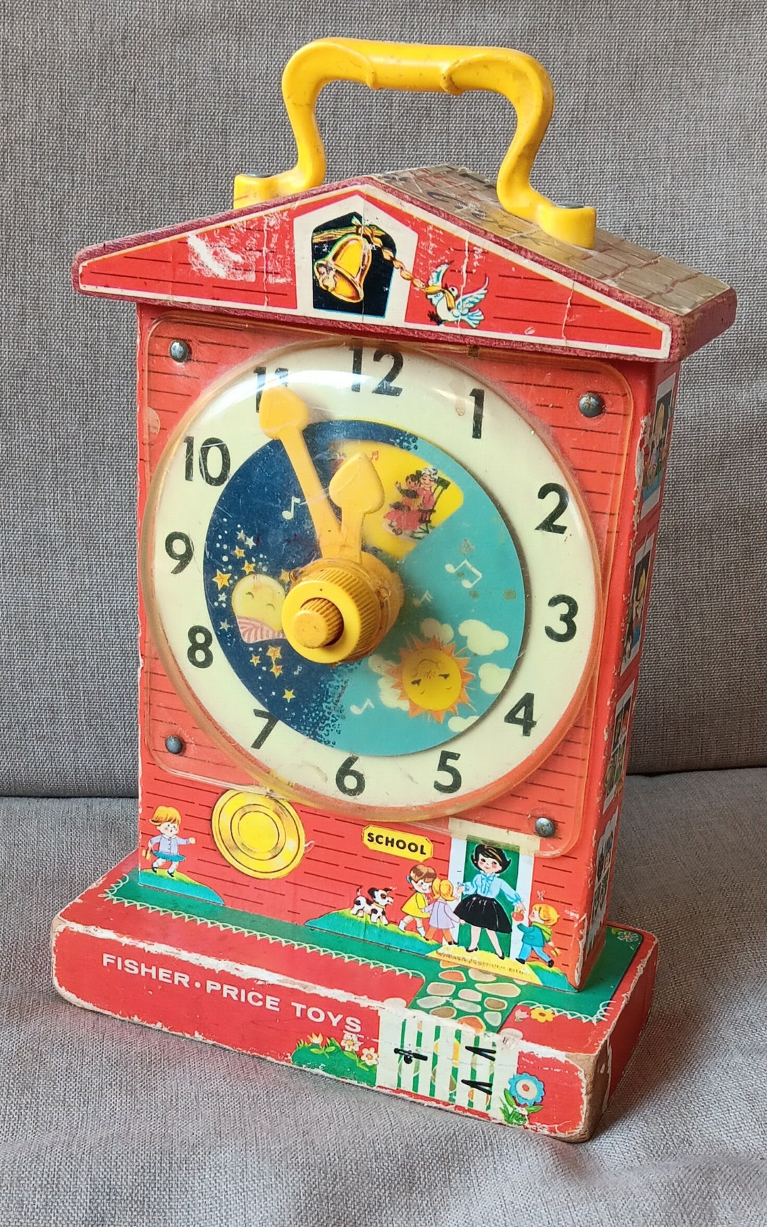 Toy Clock Vintage Fisher Price Music Box Teaching Clock Etsy