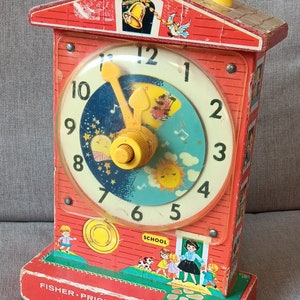 Toy Clock, Vintage Fisher Price Clock, Vintage Fisher Price Toys, Antique Toys, Vintage 70s Toys, Vtg Music box