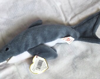 Bonnet bébé requin, rare Crunch the Sharke bonnet bébé ours, jouets en peluche vintage, collection Ty Beanie Babies, Ty Beanie Baby