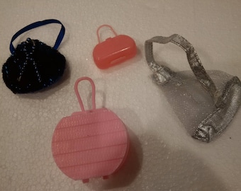 Barbie Purses, Vintage Mattel Barbie Doll Purses, Classic 60s, 70s,80s Bags with Monogram Barbie Hanger, Barbie Accessories, Barbie Clothes