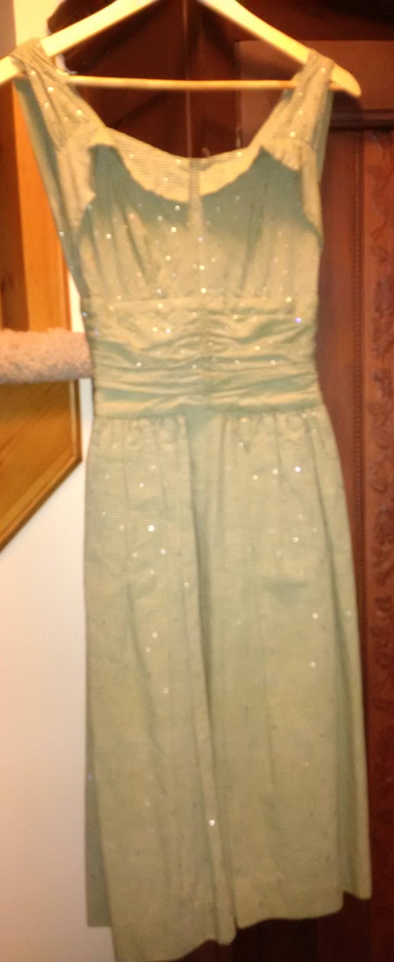 Rare Vintage Sage Green Rhinestone Dress, Rhinestone … - Gem