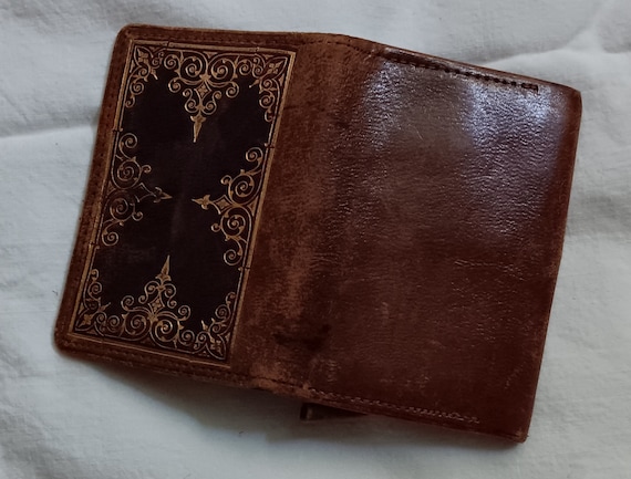 Antique Leather Coin Purse, Vintage Leather 2 Tone Wa… - Gem