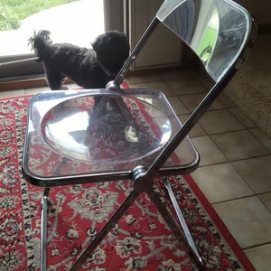 Mid Century Modern Piretti 1967  Italian Chrome and Acrylic Folding Chair, Vintage Anonima Castelli Folding Chair, MOMA, Classic Chair