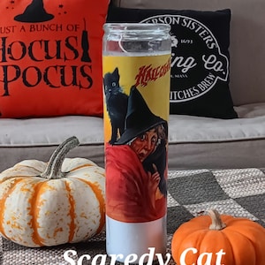 Halloween Candles, Victorian Style Can, Spooky Candle, Trick or Treat Candle, Gift, Black Cat, Spells, Spooky Decoration