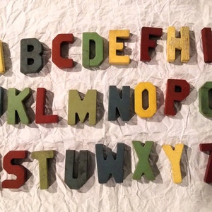 Primitive Wood Letters, Vintage Wood Letters, Hand Crafted Wood Alphabet, Painted Wood Letters, Antique Hand Carved  Wood Letters