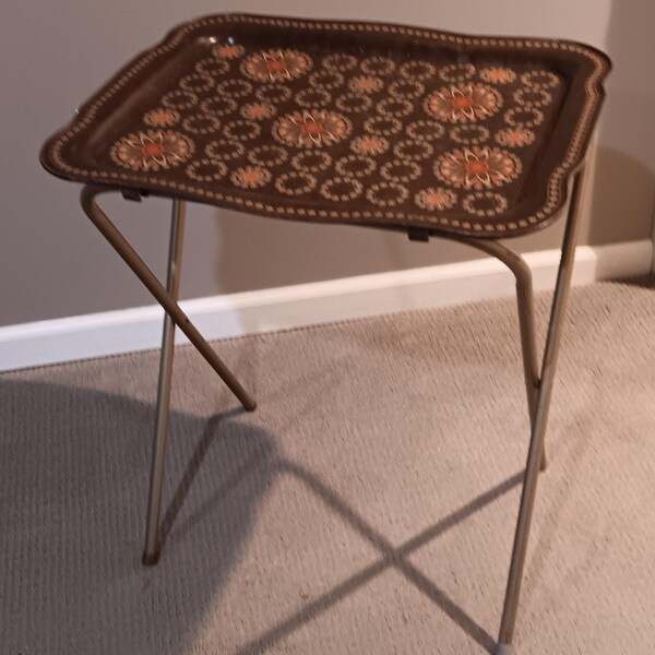 TV Tray, Vintage Metal Atomic Tray, Mid Century TV Tray, Vintage Floral TV Tray, Dining Tray, Craft Tray, Plant Stand, Reading Tray, Legos