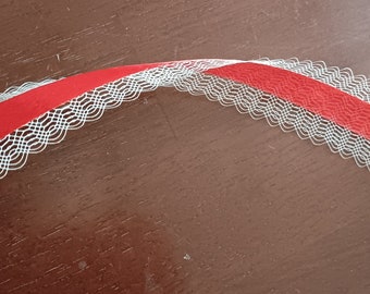 Ruban de Noël en dentelle vintage rare, ruban pour faire un noeud, Noeud cadeau, Décoration cadeau haut de gamme, Emballage cadeau de Noël lux, Ruban Vtg soyeux