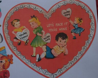 Valentines Vintage from 1950s, Set of 3, Classroom, Teacher Valentines