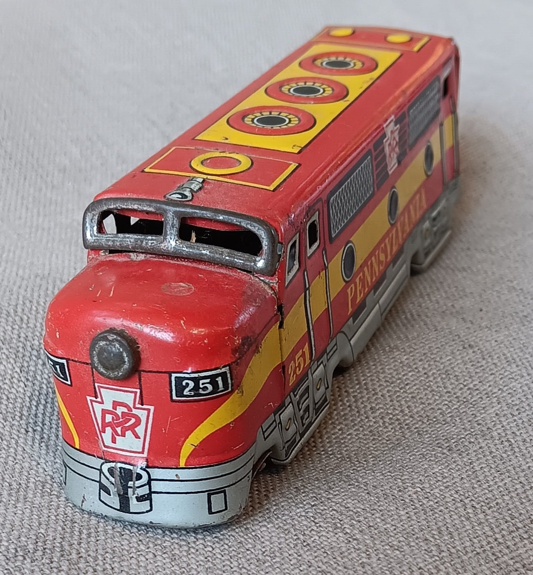 Toy Railroad Car Vintage Tin Toy Rail Engine Metal Toy Rail Etsy