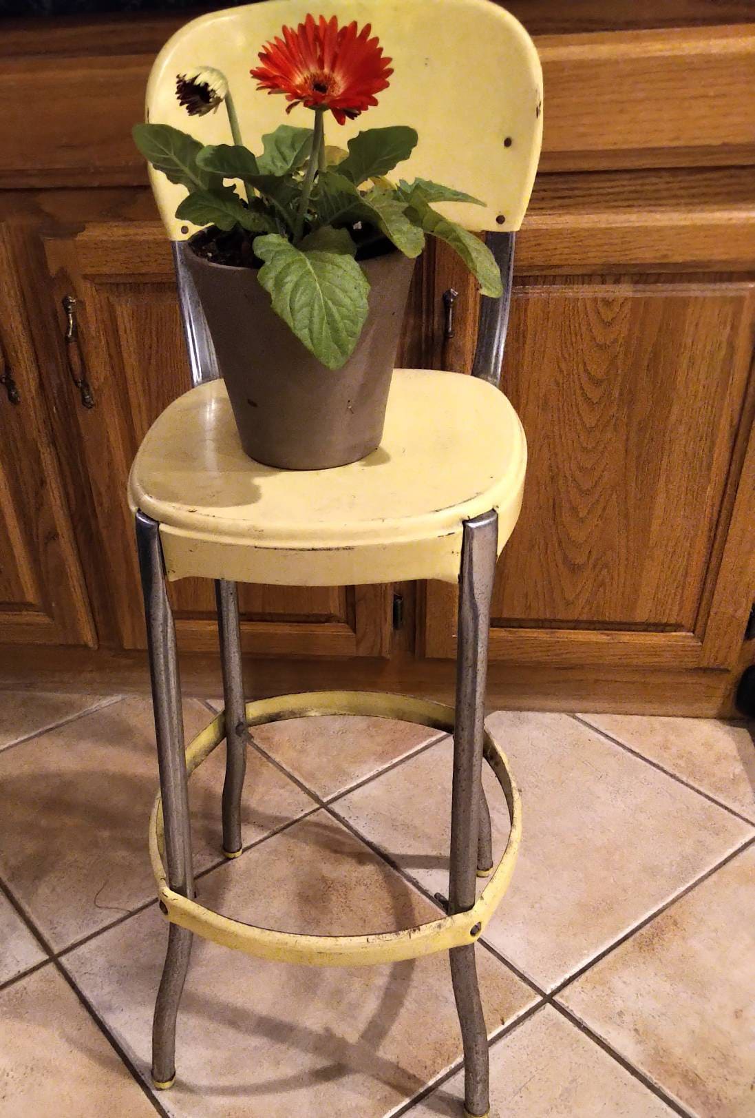 Metal Kitchen Chair Vintage Lemon Yellow Metal Kitchen Chair Etsy