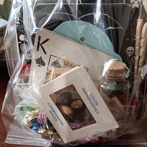 Vintage Ephemera Pack, French Lace, Buttons, Ribbon, Old Photos, Vtg Polaroid Slides, Beads, Clusters, Cards,  Journal Add Ons, Paper