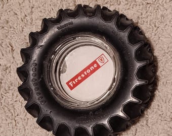 ビンテージFirestone 灰皿 Vintage Firestone Ground Grip Tractor Tire Ashtray Glass Trinket