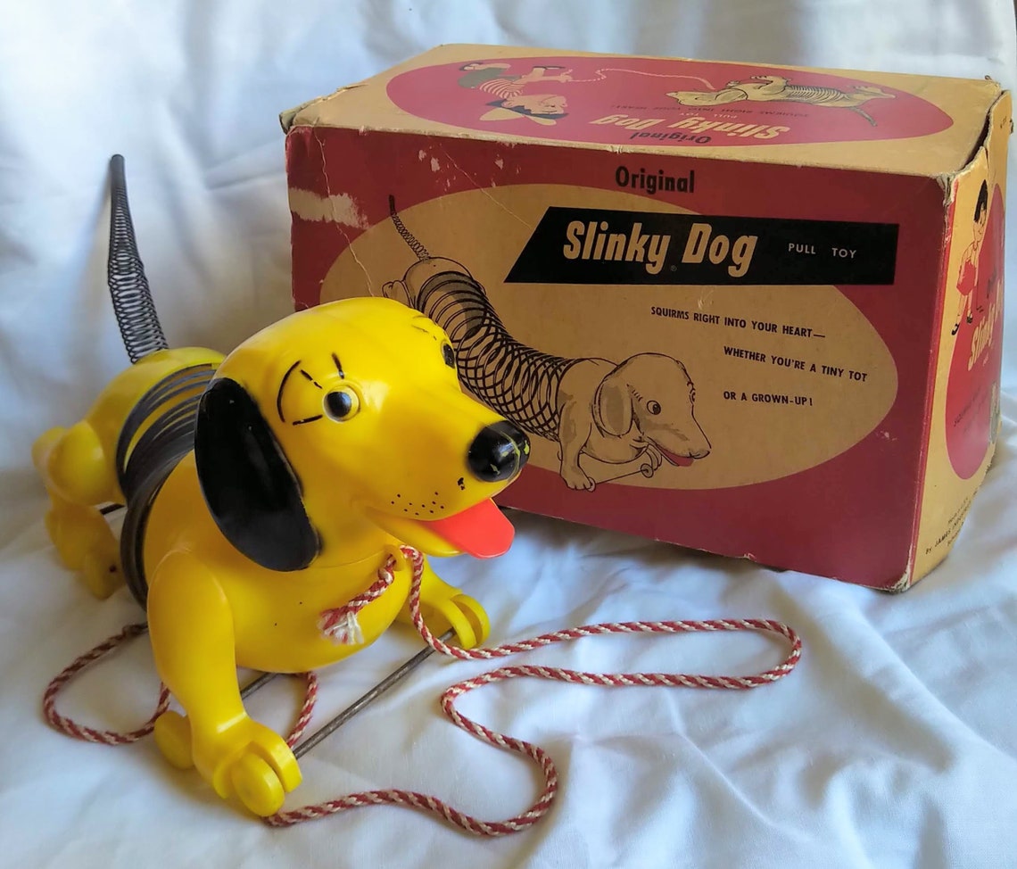Slinky Dog Vintage Pull Toy With Original Box RARE Vintage Etsy