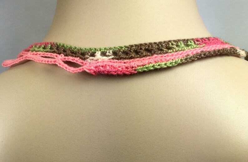 Free-Form Crochet Statement Necklace with Porcelain Beads