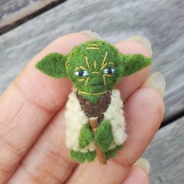 Star Wars Plush Toy, Miniature Felt Yoda, Yoda Stuffed Plush, Tiny Felt Yoda, Miniature Felted Yoda, Handmade Master Yoda, Yoda Plushie