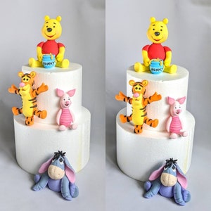 Fondant Pooh and friends inspired cake set Pooh Piglet Tigger Eeyore image 1