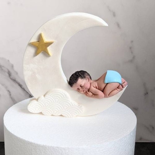 Fondant Baby and Moon Cake Topper Etsy