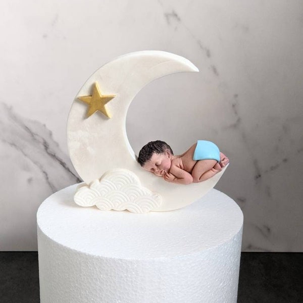 Fondant Baby and Moon cake topper