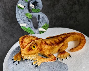 Bearded Dragon fondant Cake topper set