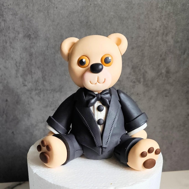 Tuxedo Fondant Bear Cake Topper - Etsy