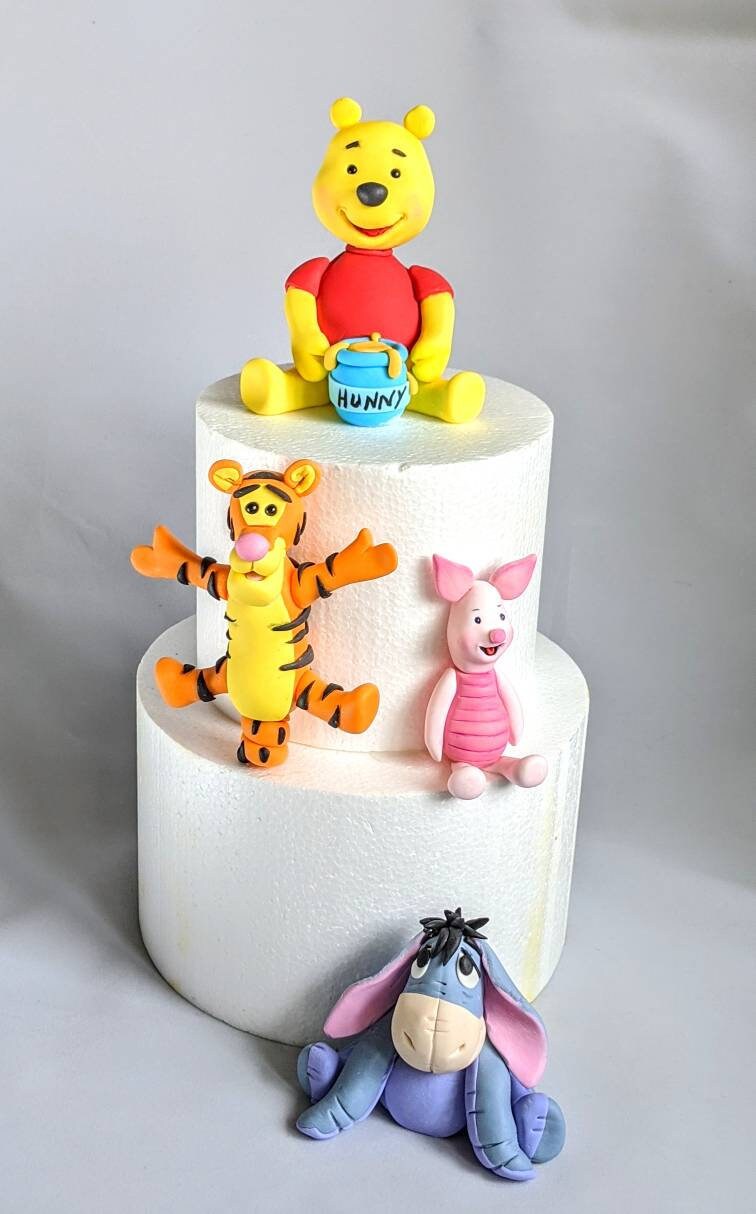 Fondant Pooh and friends inspired cake set Pooh Piglet Tigger Eeyore