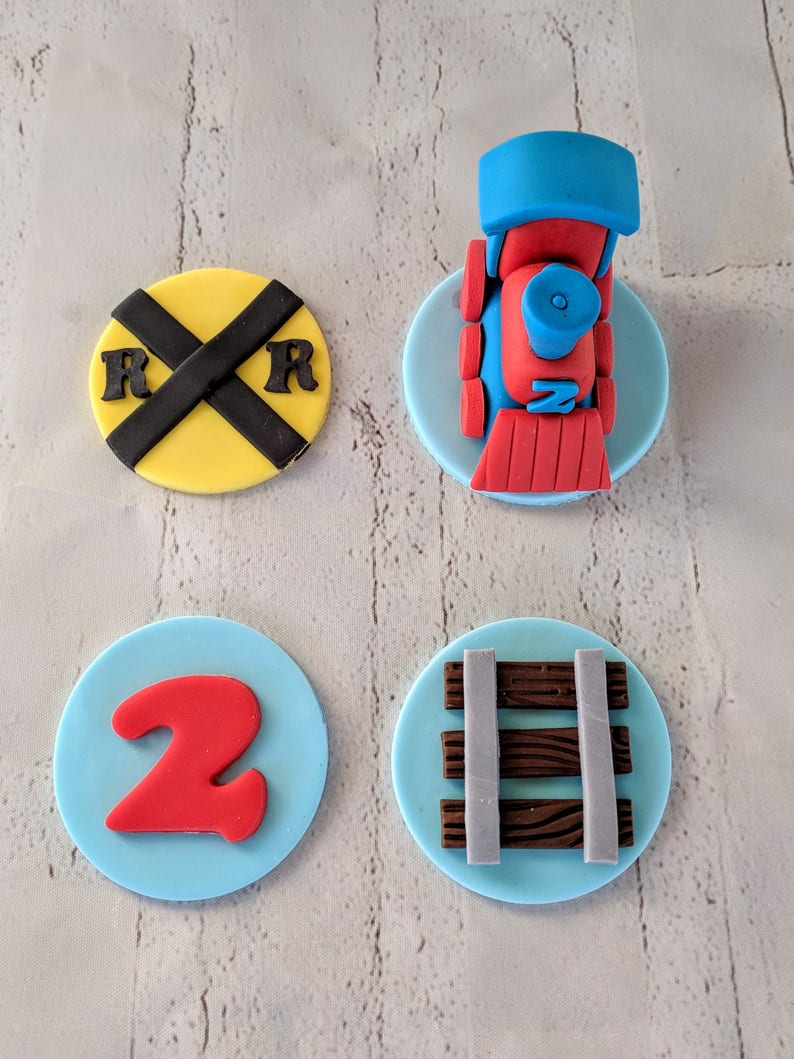 Fondant Train Cupcake Toppers Etsy