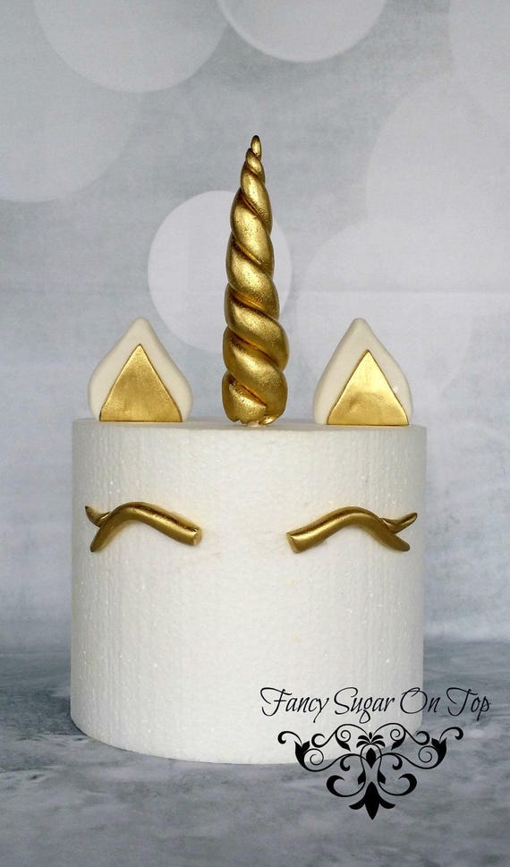 Fondant Unicorn Horn Cake Topper Set With Edible Wings, Gold/silver/rose  Gold 