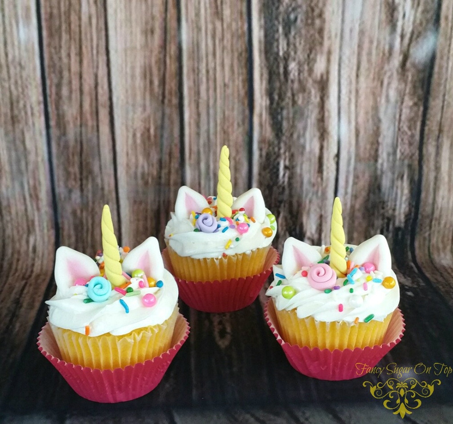 Edible fondant Unicorn cupcake topper set DIY Etsy